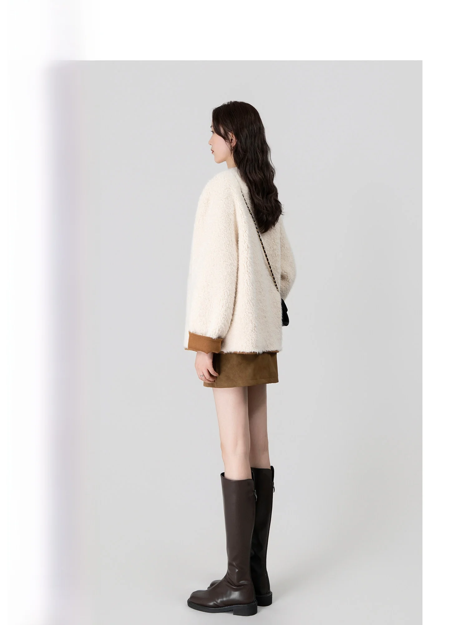 

Wavy Egg ort Lamb Fur Jaet Women's Winter Coat Eco-friendly Faux Fur Decorative Comfortable Warm Color Korean Sle