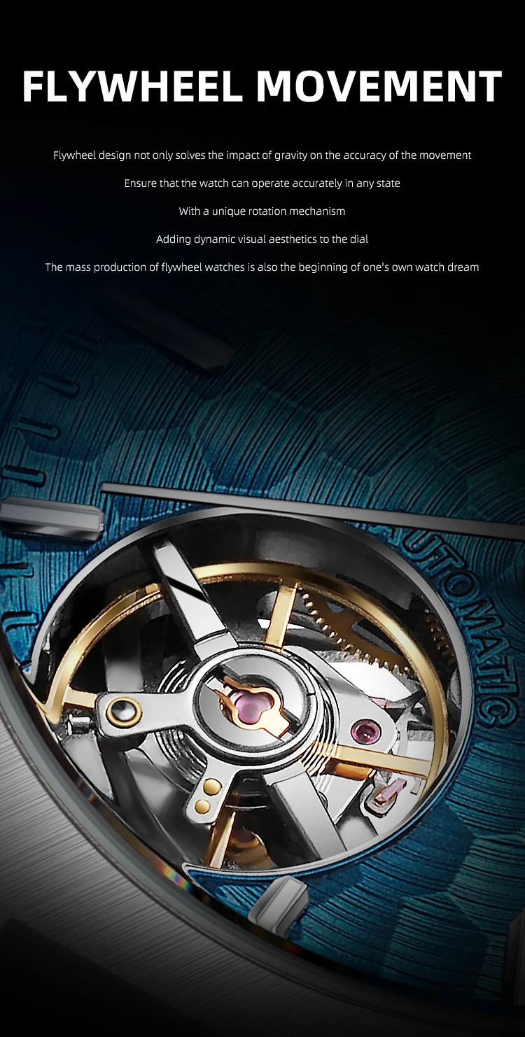 Automatische mechanische Herrenuhr mit orangefarbenem Zifferblatt, Skelett-Tourbillon, achteckige Armbanduhr aus Edelstahl, luxuriöse wasserdichte Uhr – Detail 2