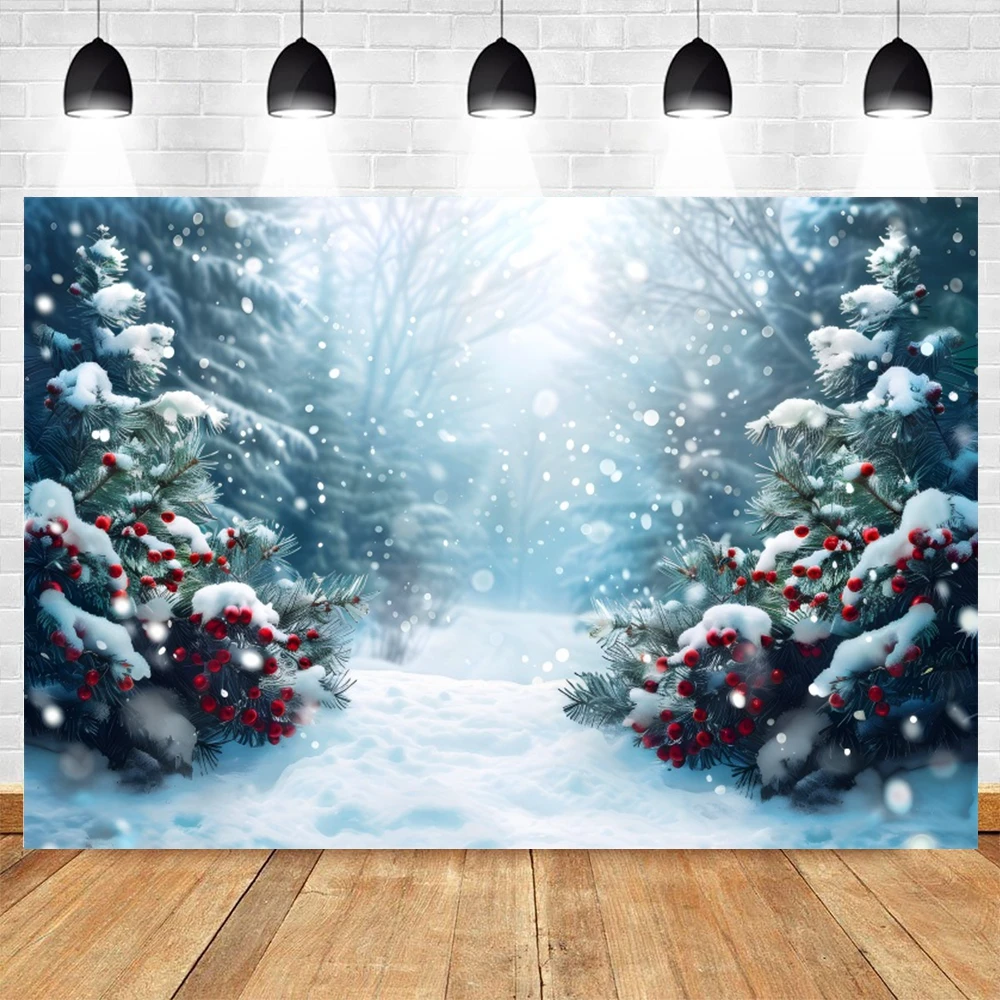 Winter Forest Photography Backdrop Snowy Frozen Wonderland Landscape Background Baby Kids Christmas Decor Photo Studio Props