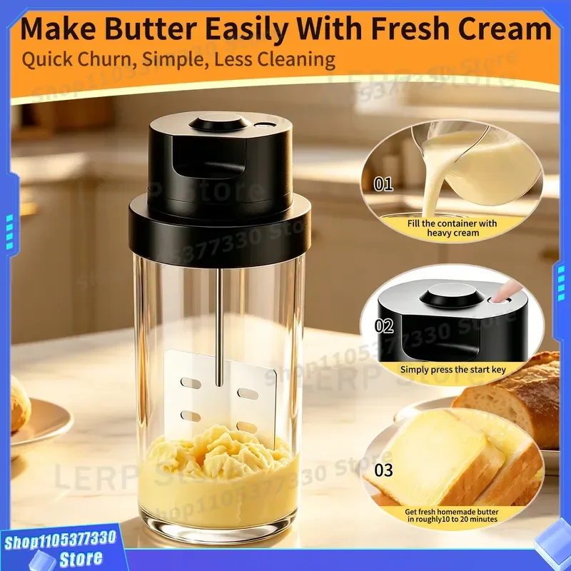 Electric Butter Churner Handheld Cream Mixer for Homemade Dairy Processing Kitchen Appliance Battery Operated Whisk Device