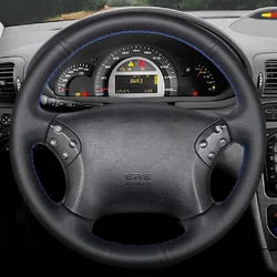 HKOADE DIY Hand-stitched Black High Soft Artificial Leather Car Steering Wheel Cover for Mercedes Benz W203 C-Class 2001-200