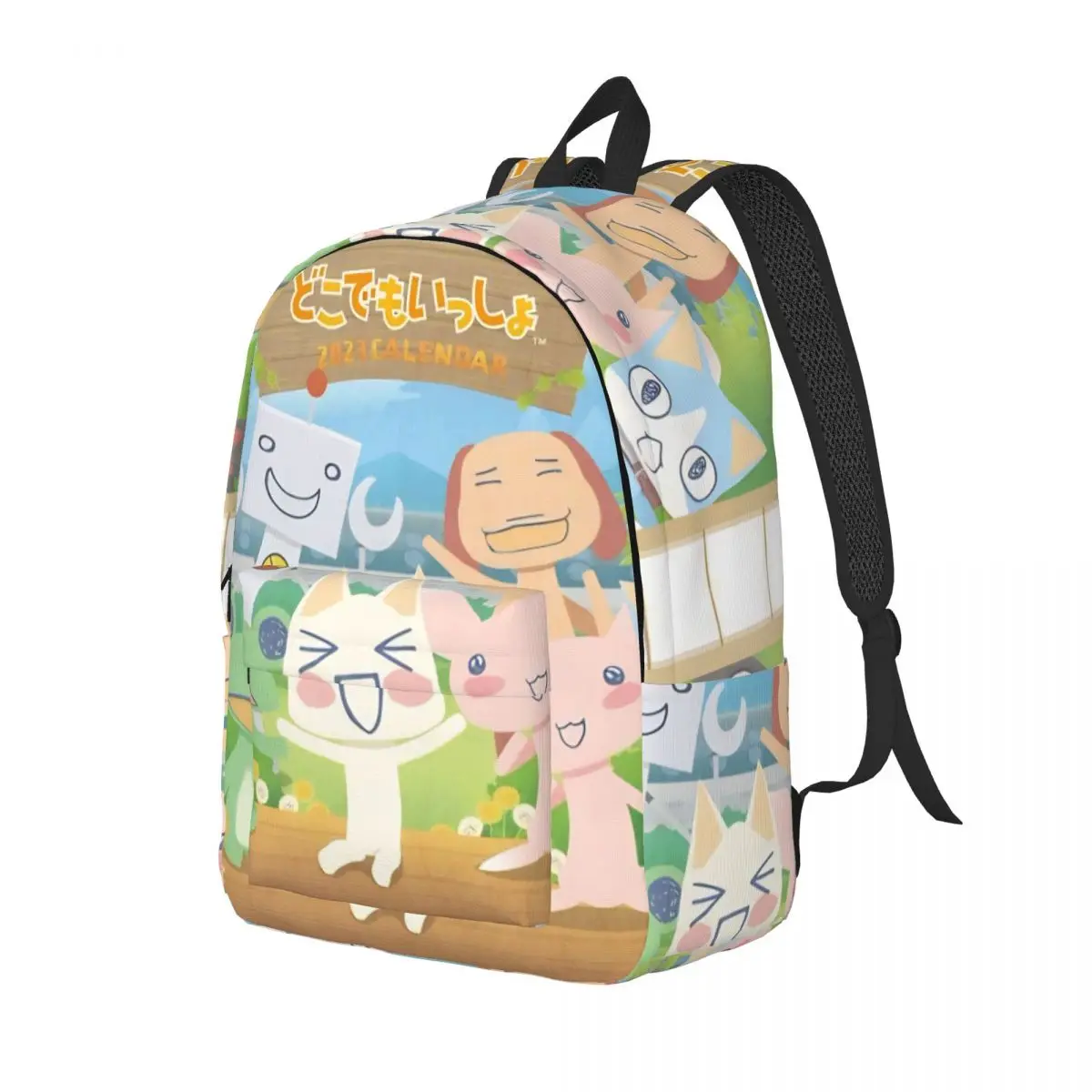 Toro Inoue Cat for Men Women Student School Bookbag Kawaii Neko Canvas Daypack Middle High College Sports