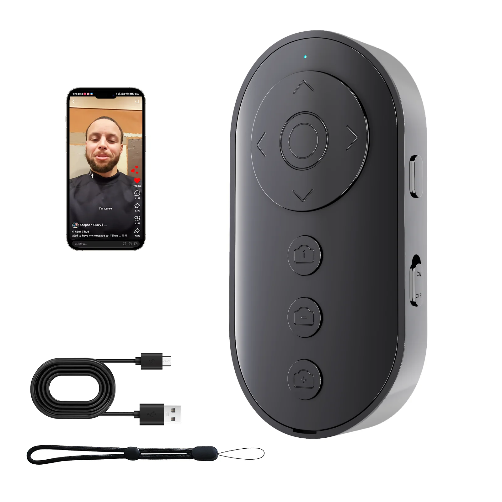 Bluetooth Camera Remote Shutter for smartphone Wireless Video Scrolling Remote for iOS & Android, Page Turner for E-Book App