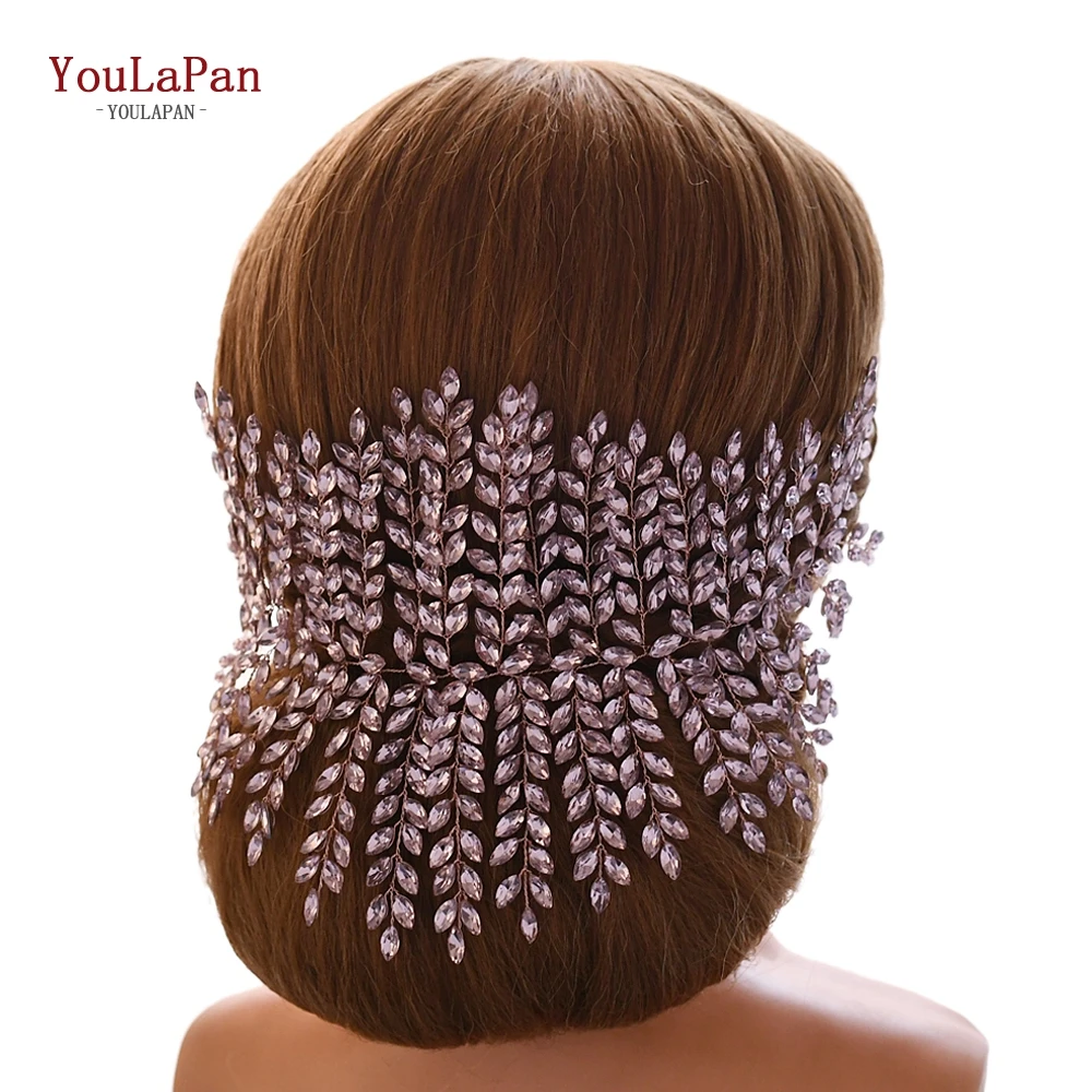 YouLaPan Luxury Full Rhinestone Wedding Headband Handmade Bride Wide Hair Band Women Banquet Party Hair Accessories HP238