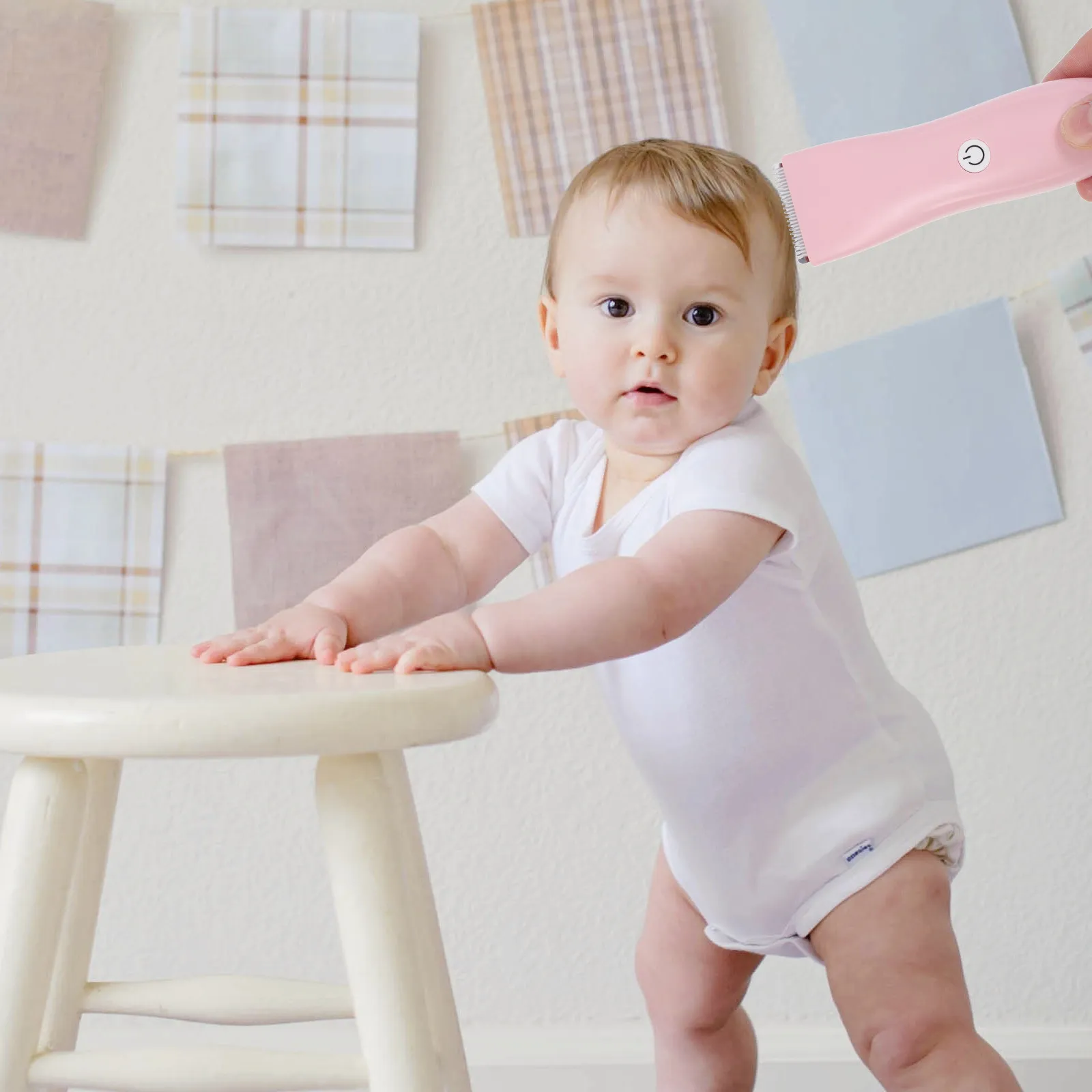 

Набор из 1 портативного перезаряжаемого бесшумного электрического триммера для волос для новорожденных и младенцев, безопасный дизайн из ABS-пластика для стрижки лангуо