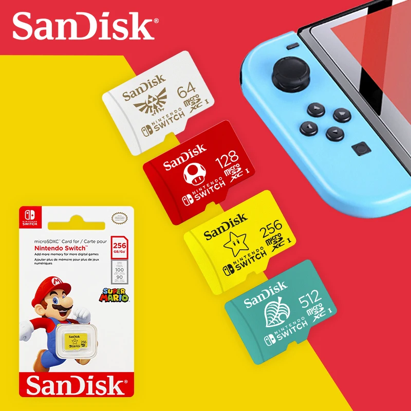 Imagem -06 - Sandisk-cartão de Memória Licenciado Nintendo Switch Cartão Microsdxc até 100 mb s tf Cartão Micro sd 64gb 128gb 256gb 512gb