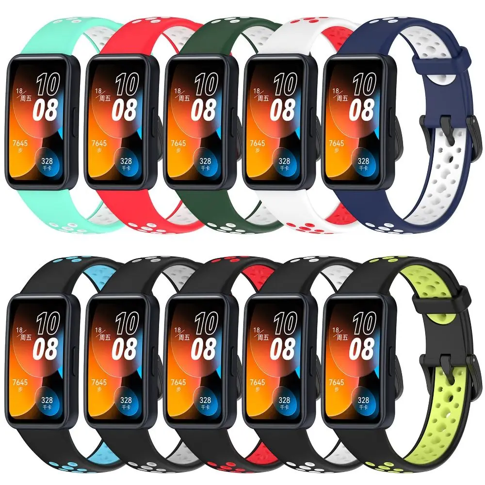 Soft Two-Color Silicone Watch Strap Replacement Breathable Bracelet Smart Watch Accessories Watchband for Huawei Band 9 8