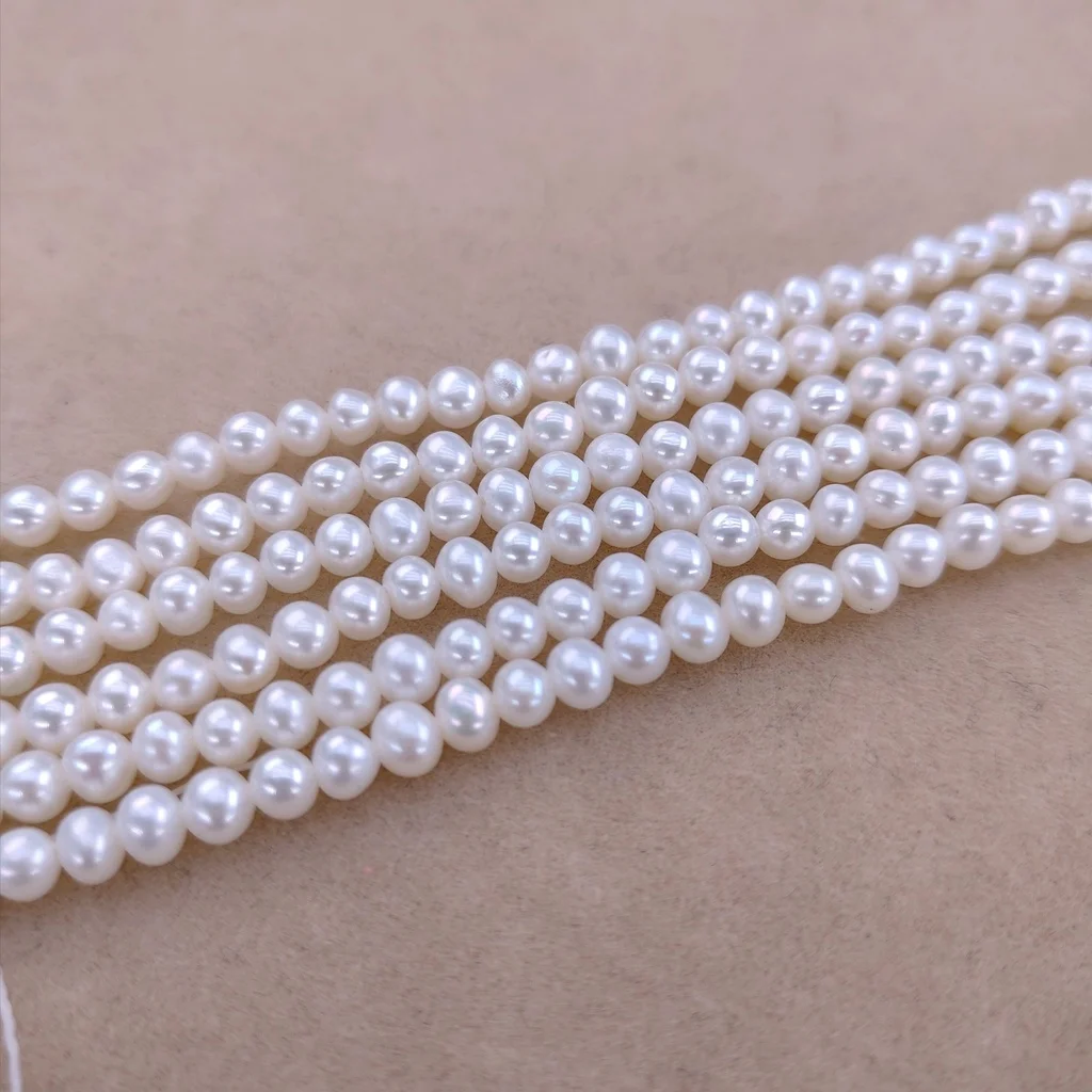 Natural potato freshwater pearls Good quality 3-4mm near round small pearls DIY semi-finished accessories