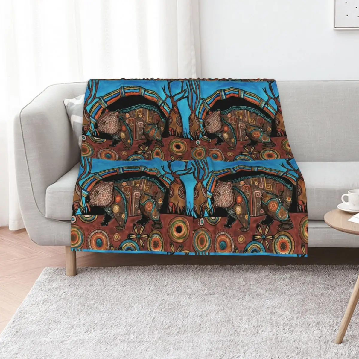 The early wombat catches the rainbow Throw Blanket Thins Vintage Picnic warm for winter Thermals For Travel Bed covers Blankets