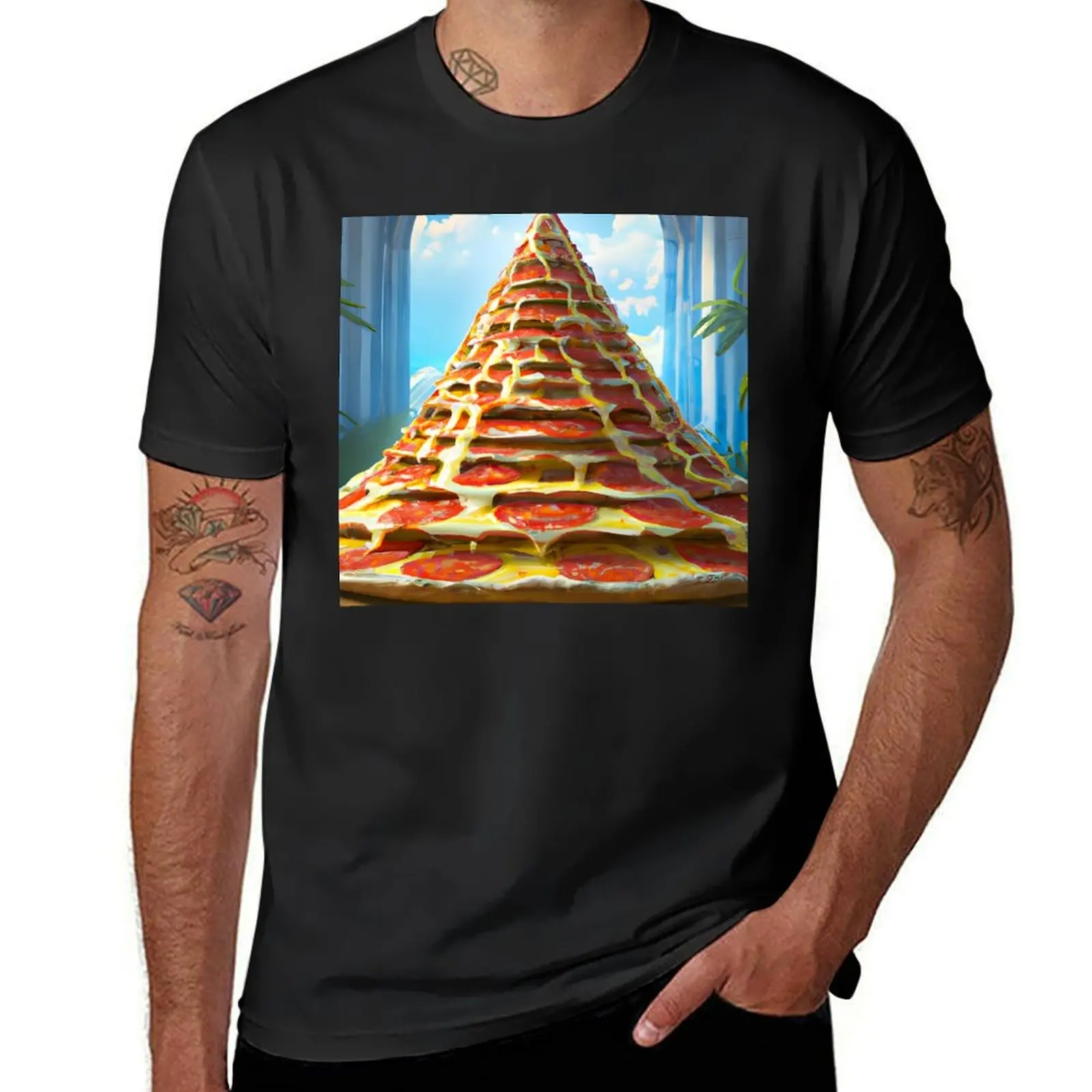 The Pizza Pyramid T-Shirt shirts graphic tees quick drying mens t shirts casual stylish