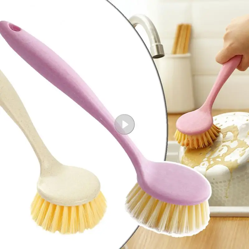 1 Pot Brush Dishwashing Brush Oil Free Long Handle Cleaning Brush Kitchen Dishwashing Pots and Pans Brush Kitchen Cleaning Brush