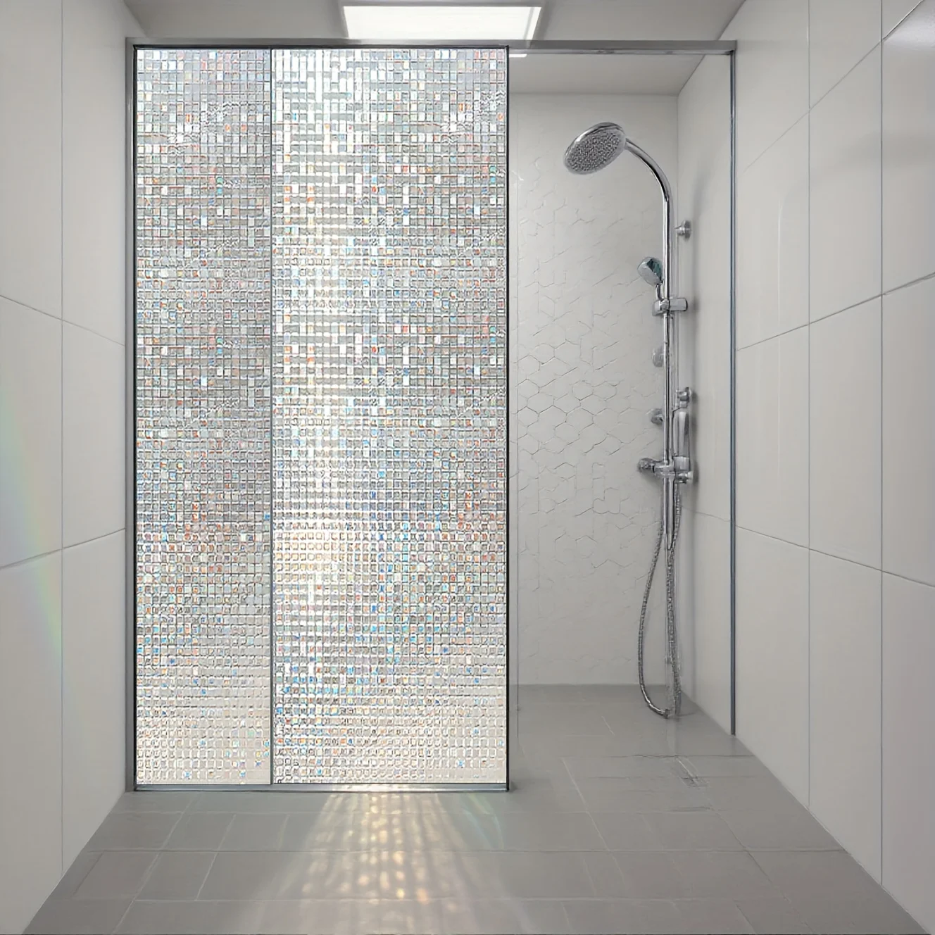 3D Mosaic Pattern Privacy Window Film Roll Static Cling Sun Block Heat Block UV Block for Home Office Bathroom Door