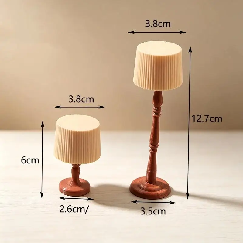 Dollhouse LED Retro Floor Lamp, Mini Night Light Simulation Furniture Model,House Scene Accessories for DIY Miniature Decoratio