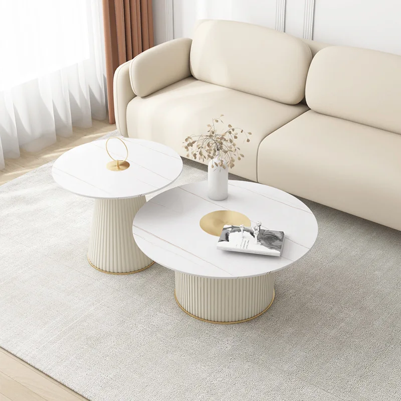 combination hotel living room small apartment very simple modern Internet celebrity light luxury rock slab side table