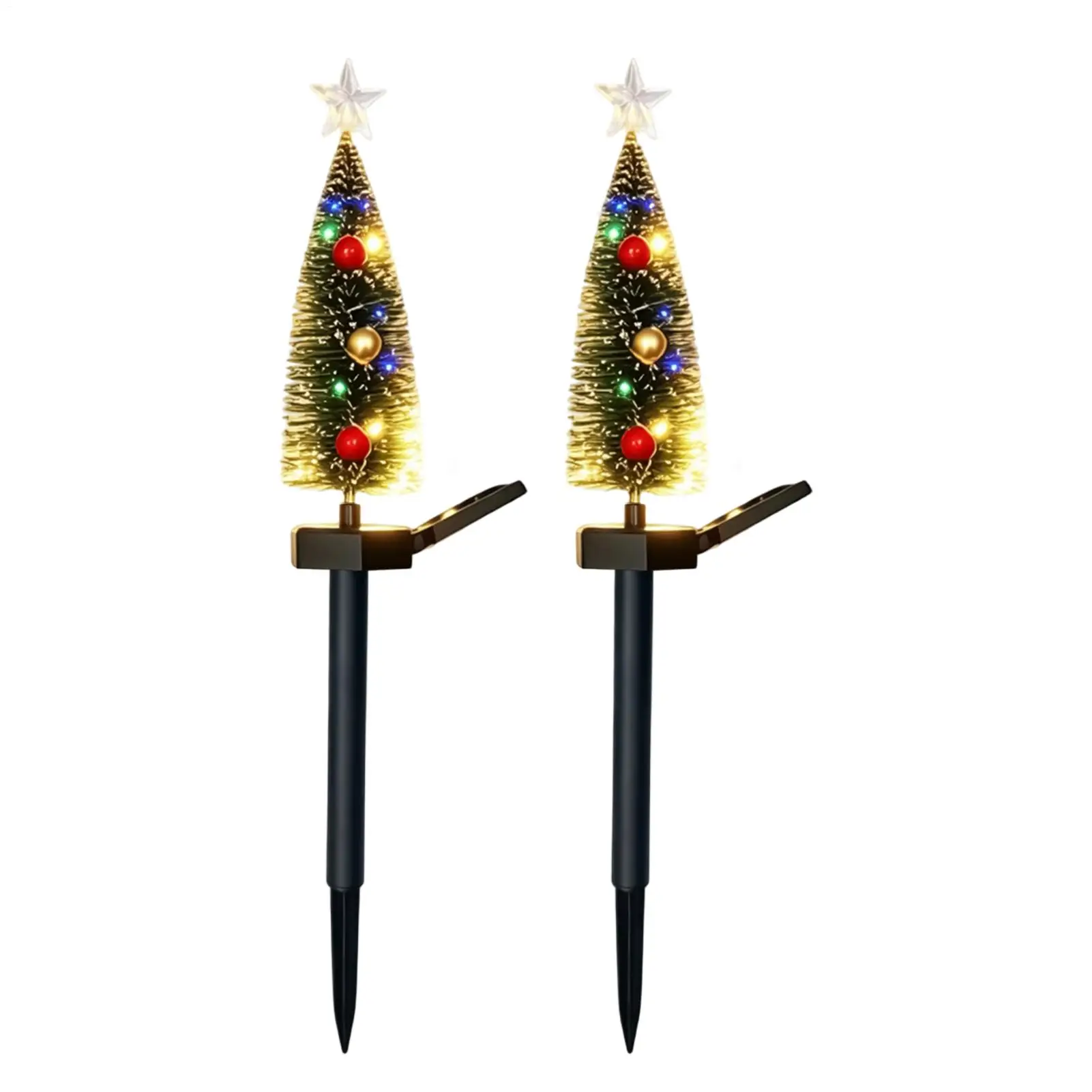 Solar Holiday Lights Outdoor 2 Pieces Waterproof LED Tree Garden Stakes Solar Christmas Lights Outdoor Waterproof For Pathway