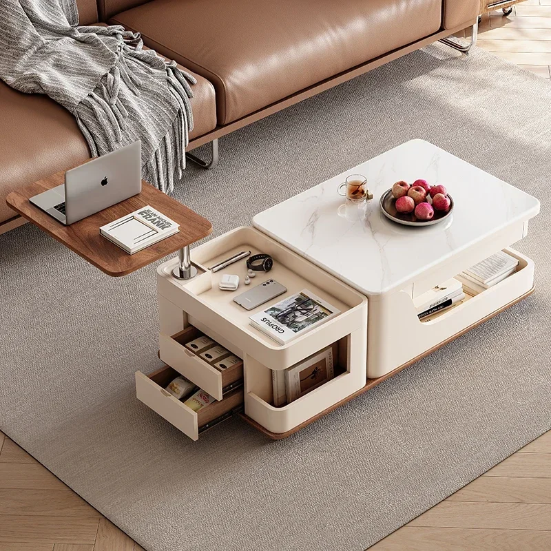 

Minimalist coffee table living room small apartment creative movable lifting and retractable solid wood