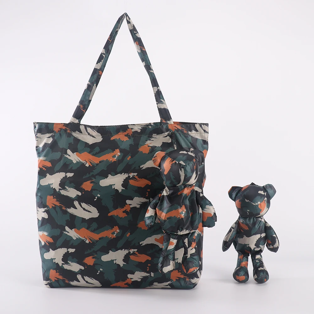 Camouflage Coated Bear Cotton filling Waterproof Tote High-Quality Reusable grocery High capacity Cotton bag Shopping Bag