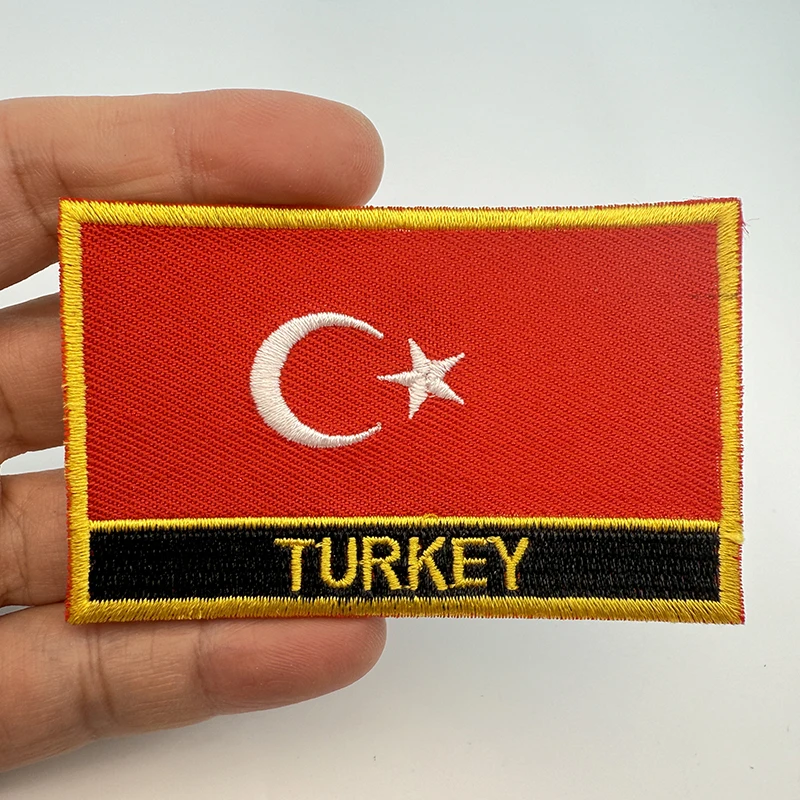 8*5cm Turkey Rectangle Shape Iron-on Saw on Flag Patch Embroidered Saw on Badges Patches for Clothing