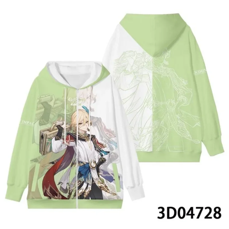 Disfraz de Anime Genshin Impact kavieh para mujer y hombre, Sudadera con capucha con cremallera y estampado 3D, ropa de calle Y2K