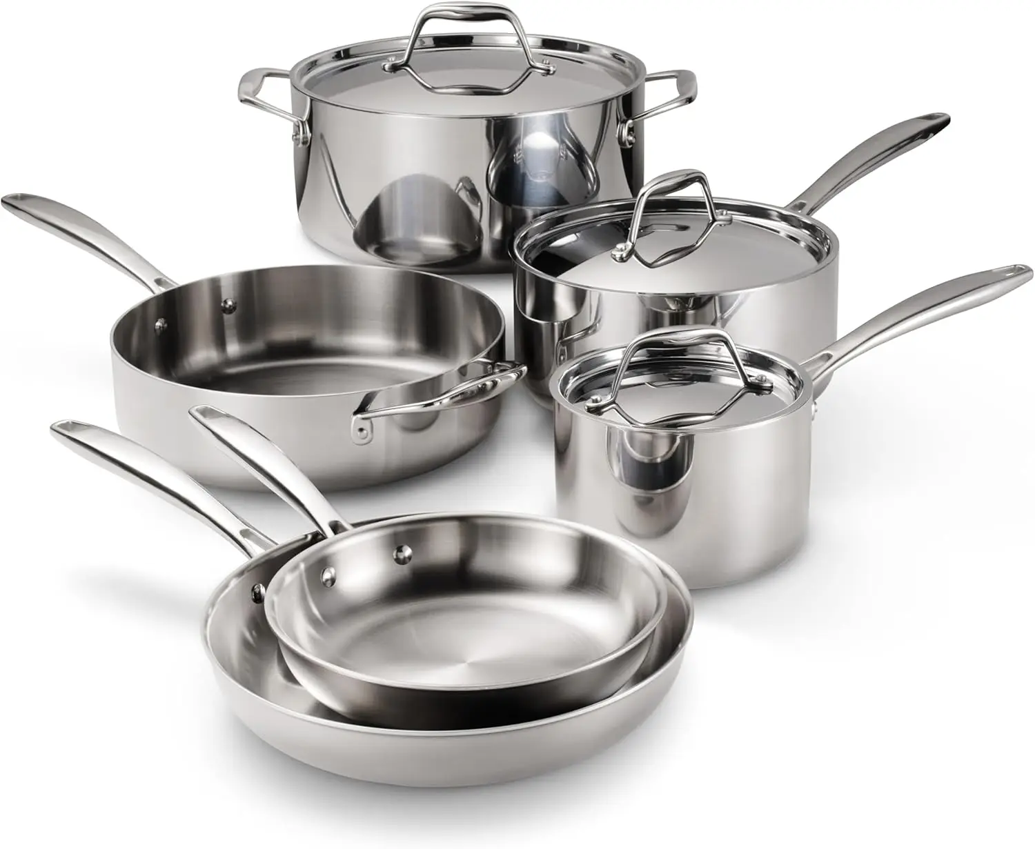 

Tramontina Tri-Ply Clad Stainless Steel 9-Piece Cookware Set With Lids, Pots And Pans Kitchen Set, Induction-Ready,