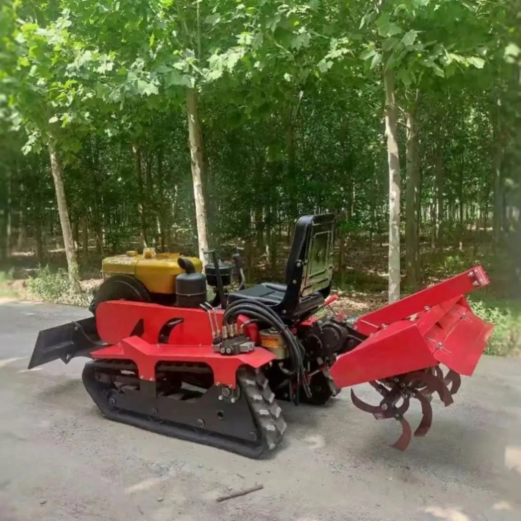 

25Hp Multi-Functional Small Crawler Rotary Tiller Ditching Fertilizer Applicator Orchard Shed Rides Micro-Tillage Machine
