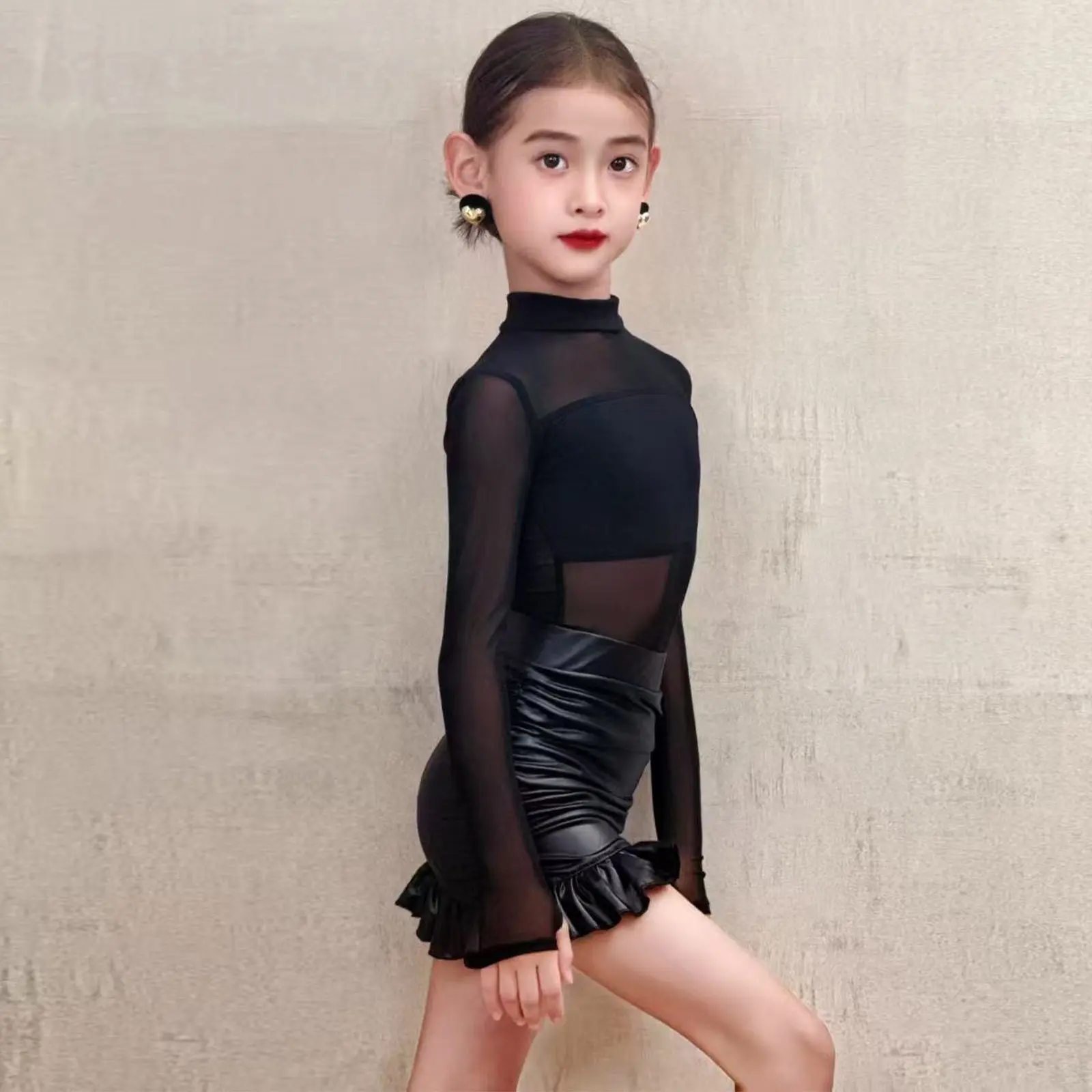 Novos trajes de dança latina ternos de prática para meninas desempenho de alta qualidade meia saias ternos de treinamento e ternos de desempenho