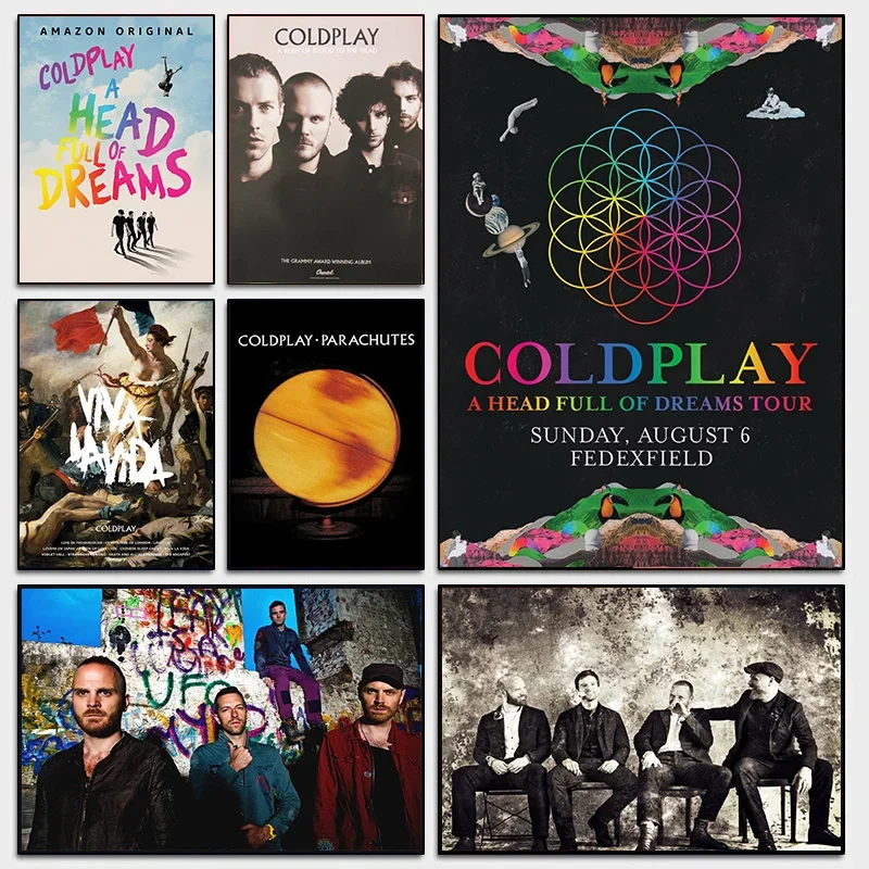 Pósteres e impresiones en lienzo, imágenes artísticas de pared, banda Coldplay, álbum de música caliente, letras de canciones Viva LA Vida para decoración para sala de estar