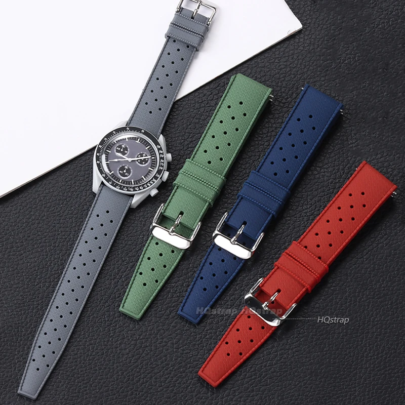 Tropic Silicone Watchbands Quick Release Rubber Watch Straps 18mm 20mm 22mm Breathable Waterproof Wristwatch Band for Men Women
