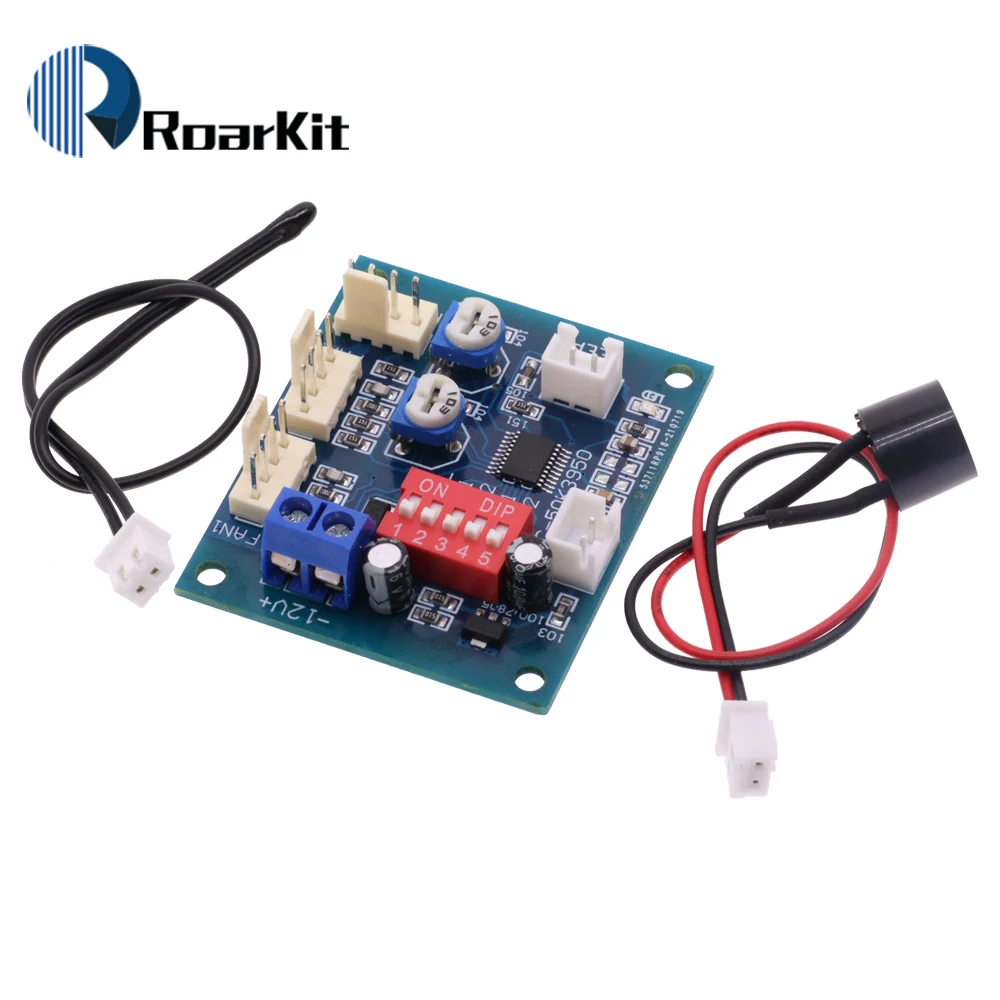 DC 12V 5A PWM PC CPU Fan Temperature Control Speed Controller Module Buzzer High-Temp Alarm NTC B 3950 Thermistor 50K