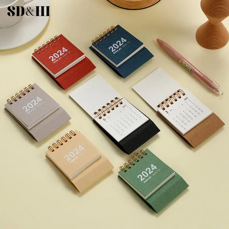 ReLabels-Mini calendrier de bureau portable, bobine de table créative, décoration de bureau, simple, solide, papier, document, 2024