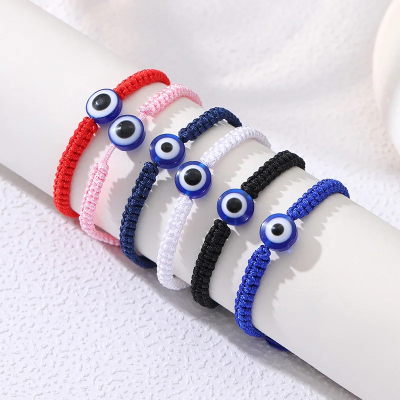 1pcs Hot Selling Personalized Creativity multi-color Blue Eye Demon Evil Eye Red Rope Hand Woven Adjustable Knot Bracelet