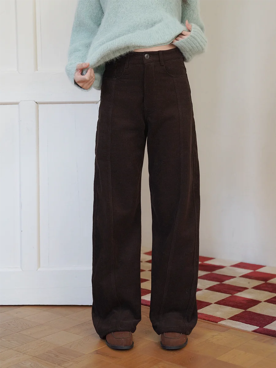 

Mouti New Commuter Cotton Fce Velvet Women's Winter Casual Knife Pants High Waist Straight Leg Pants