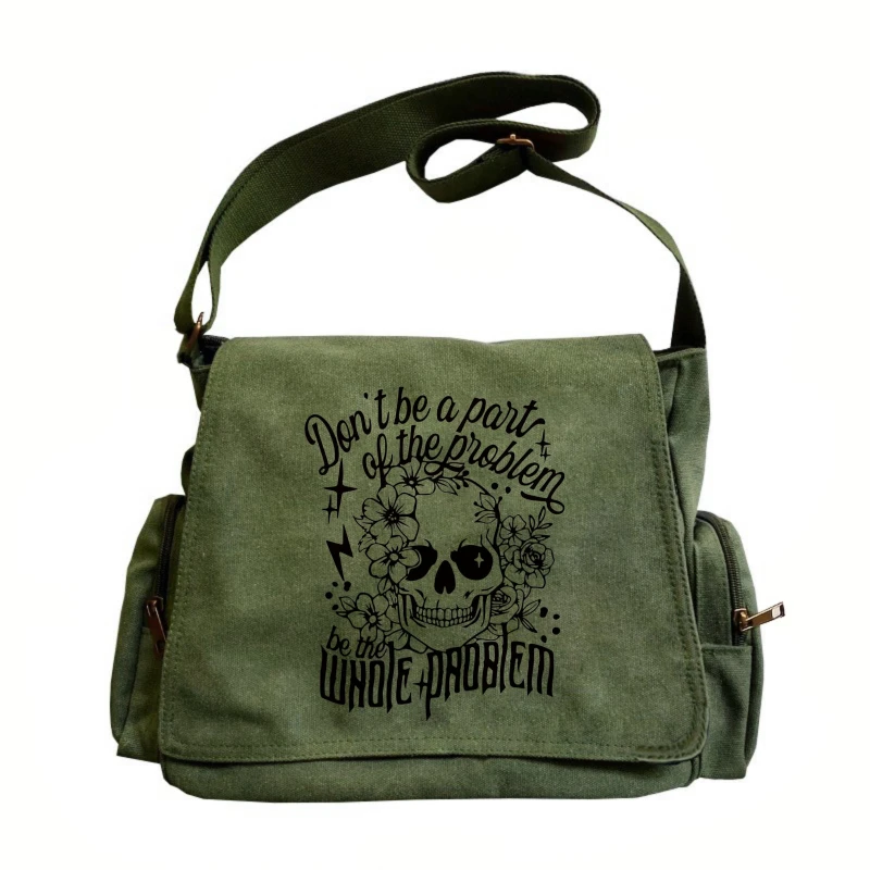 

Bold Statement Women's Shoulder Bag Crossbody Bag Messenger Bag Canvas Skull Print Large Capacity