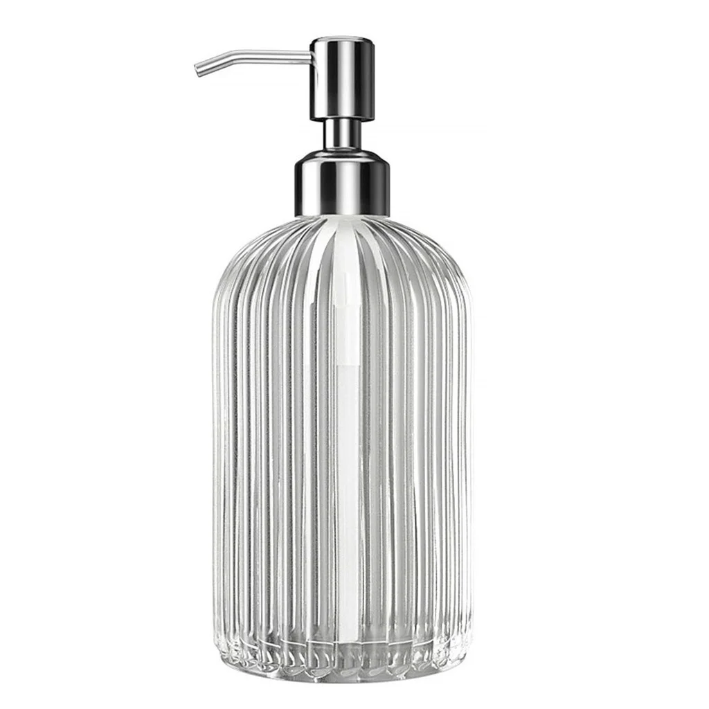 500ml Glass Vintage Manual Pressure Liquid Soap Dispenser Large Capacity Non-Slip Bathroom Sink Containers Press Empty Bottles