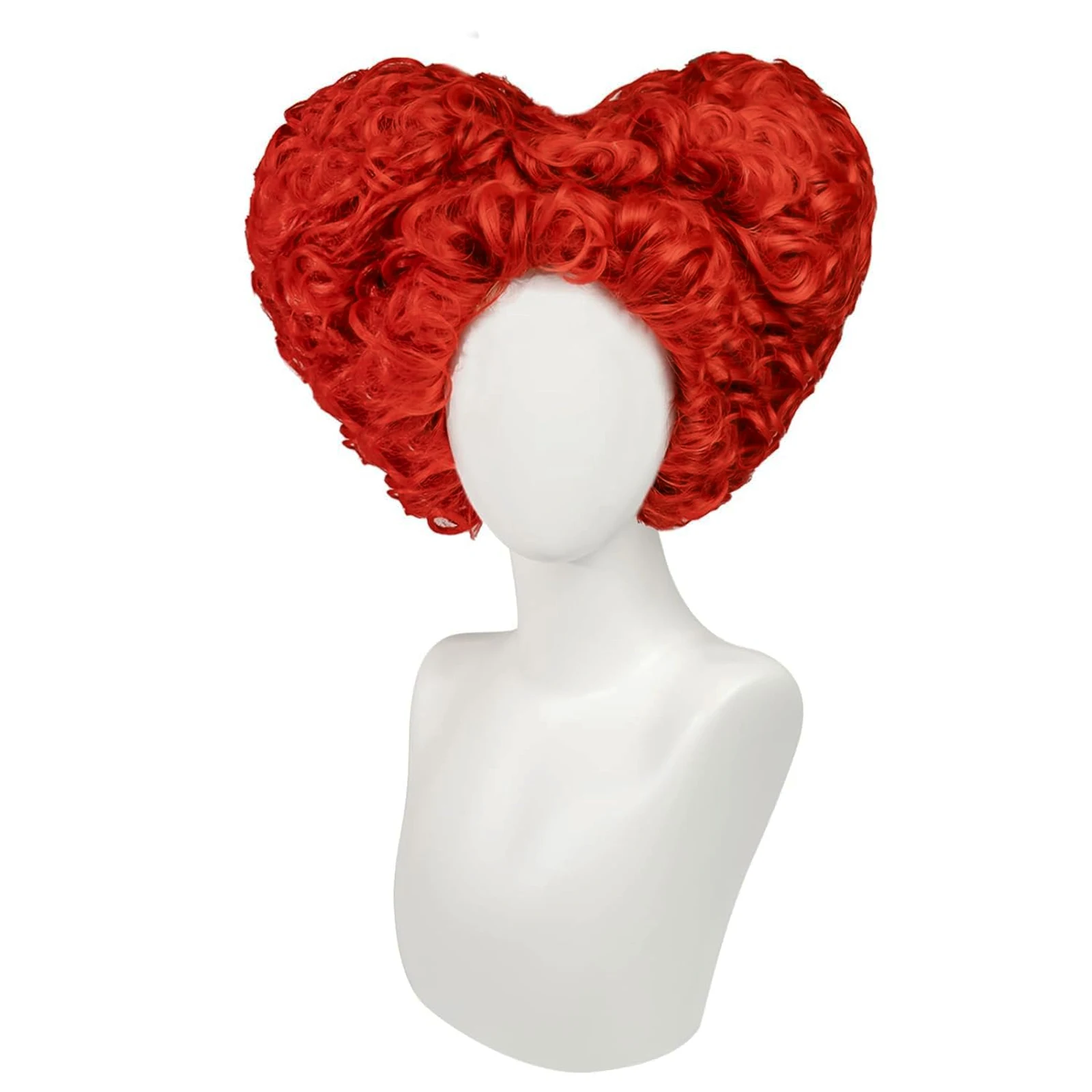 Synthetic 10inch Curly Heart Shape Alice Red Queen Cosplay Women Costume Wig for Halloween Christmas School Thanksgiving Day