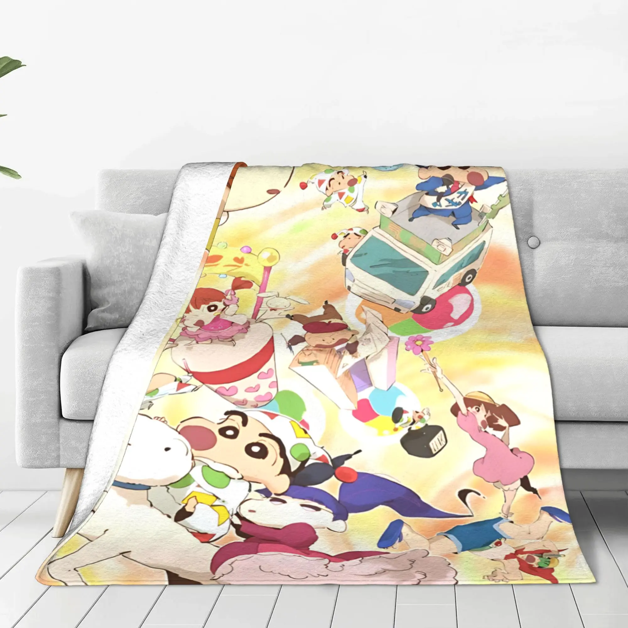 1PC home Cutecore Room Decor Crayon S Shin chan Blanket Throw Blanket  Novelty Warm Blanket All Season