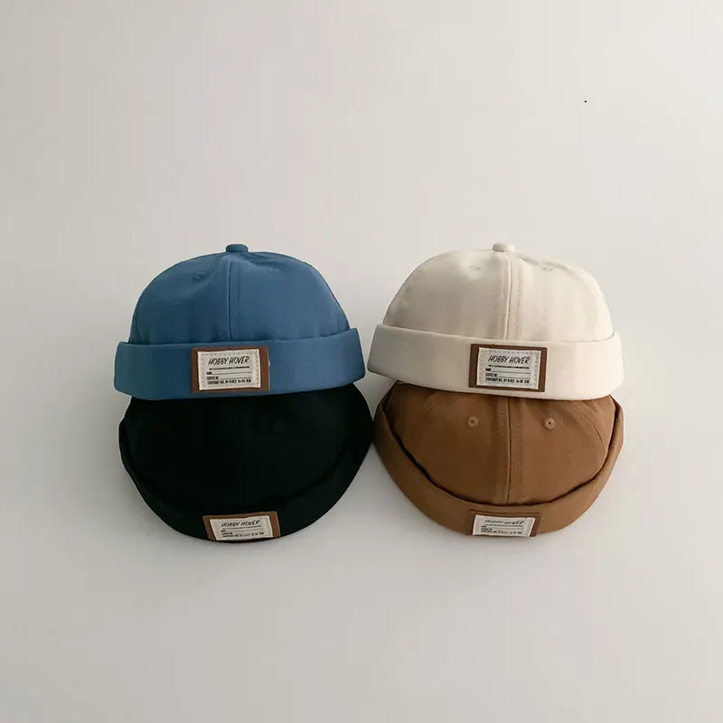 Sombrero de cúpula sin ala para niños y niñas, gorro de melón coreano, Hip Hop, Docker, Color sólido, para bebé