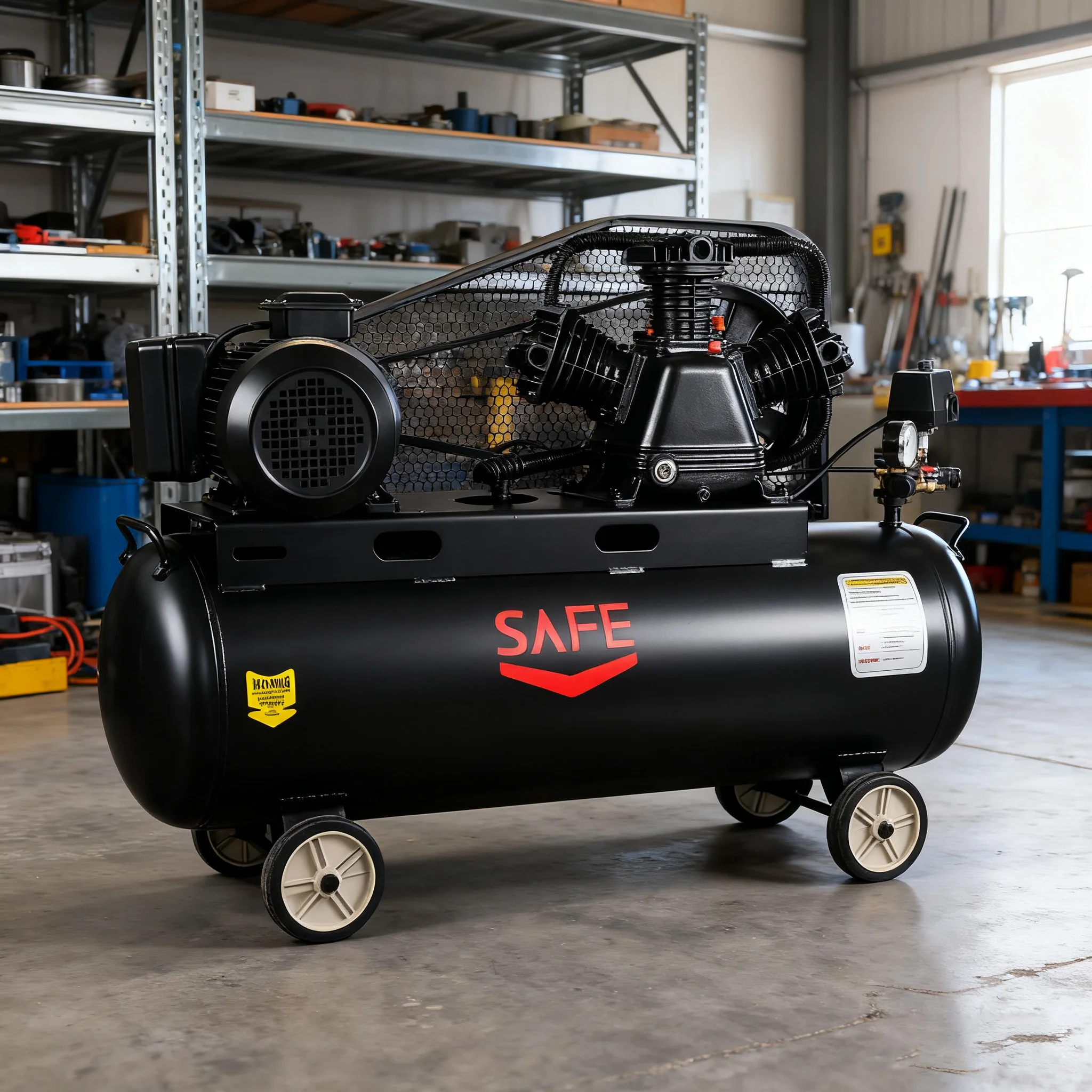 

4HP Electric And Petrol Air Compressor 90 Liter Capacity Used Servo Piston Compressor With Safe Engine For Factory