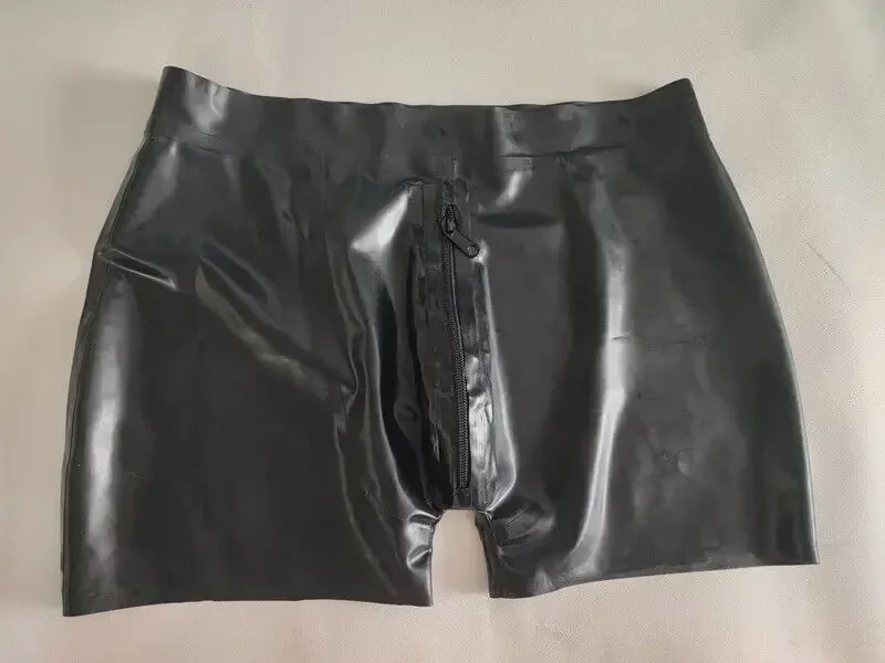 

Latex Rubber Gummi Crotch Zipper Pants Shorts Masquerade Brief Unique XS-XXL