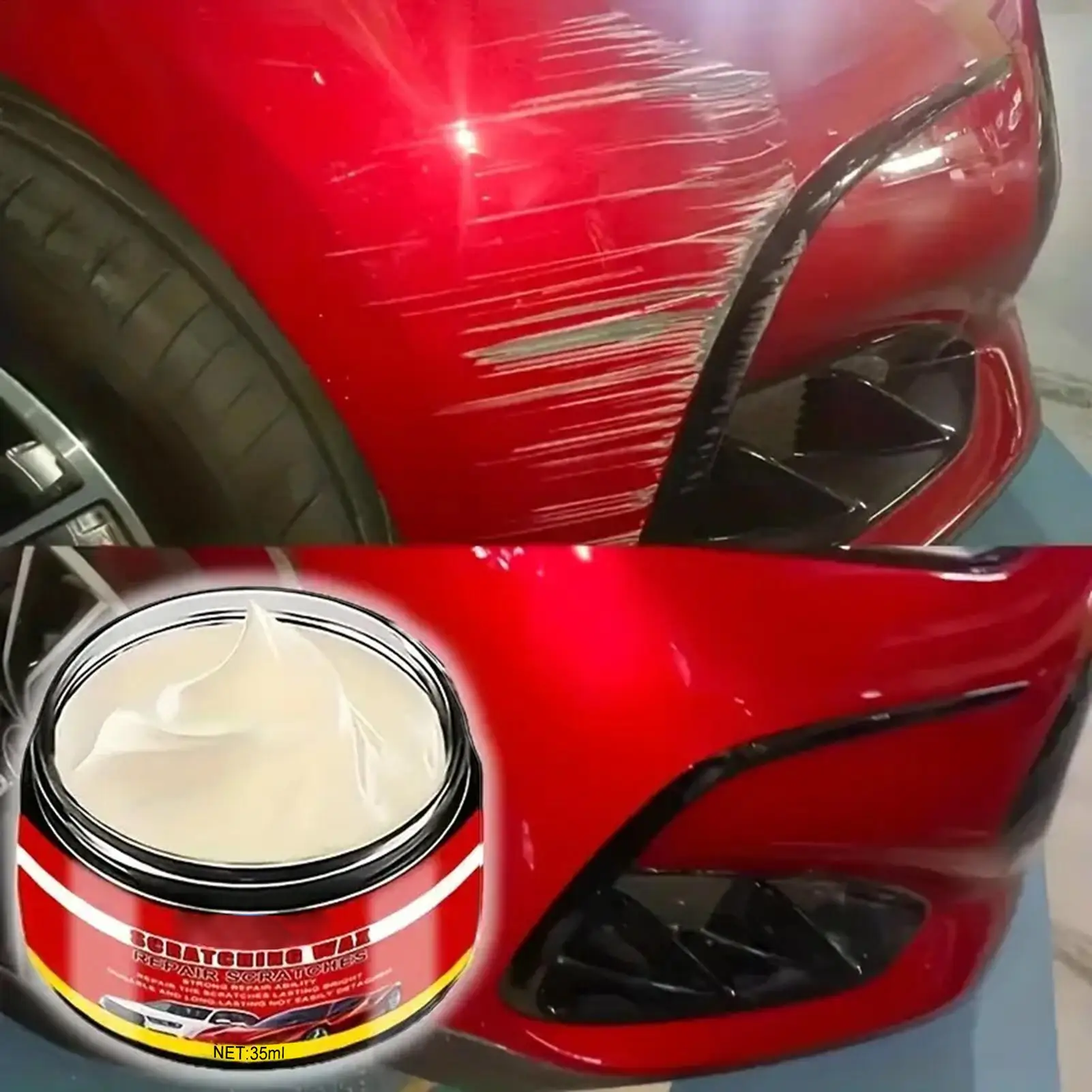 Cera para autos para arañazos, crema restauradora de pintura automotriz, cera reparadora de pintura para vehículos, RV, camiones, sedanes y camionetas.