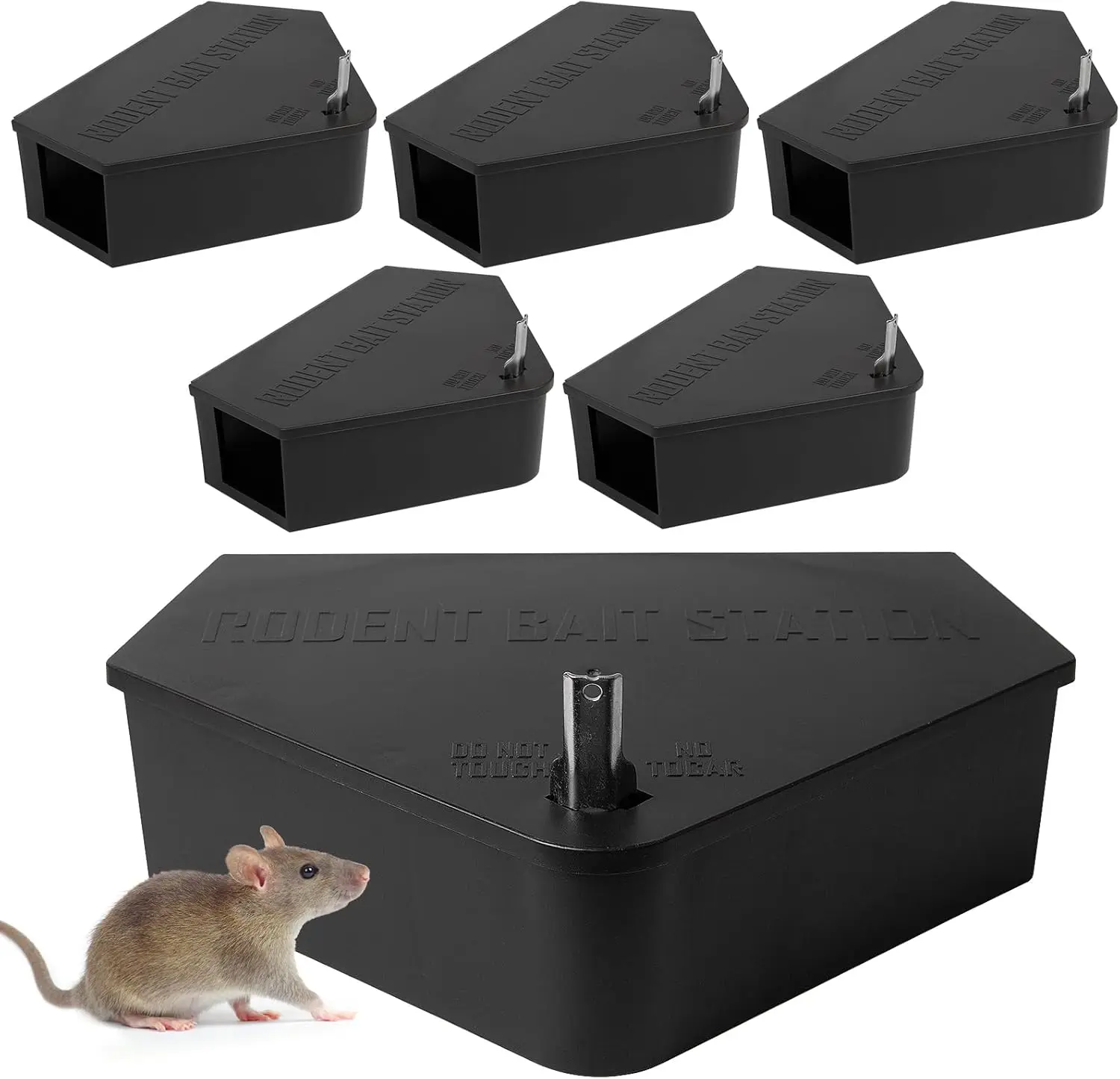 

6-Pack Rat Station Box with Keys, Keeps Rats Away Safely for Children & Pets, Reusable Indoor/Outdoor