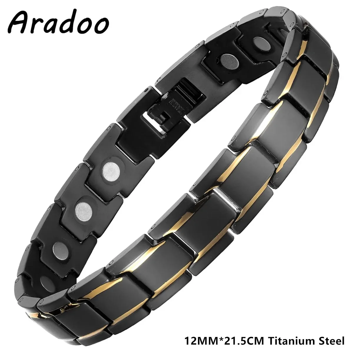 ARADOO Magnetic Stainless Steel Men's Power Wristband Bracelet Titanium Steel Adjustable Link Bracelets Jewelry Gifts