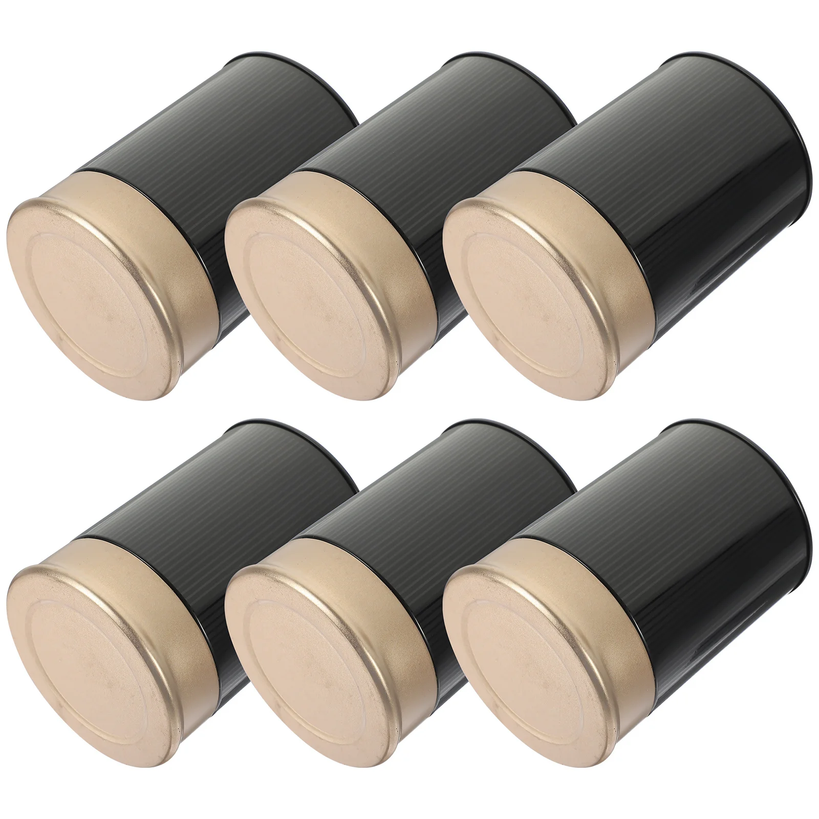 

6Pcs Black Canister Set Premium Tin Containers for Tea Leaf Coffee Storage Airtight Seal Ideal for Kitchen Pantry Organization