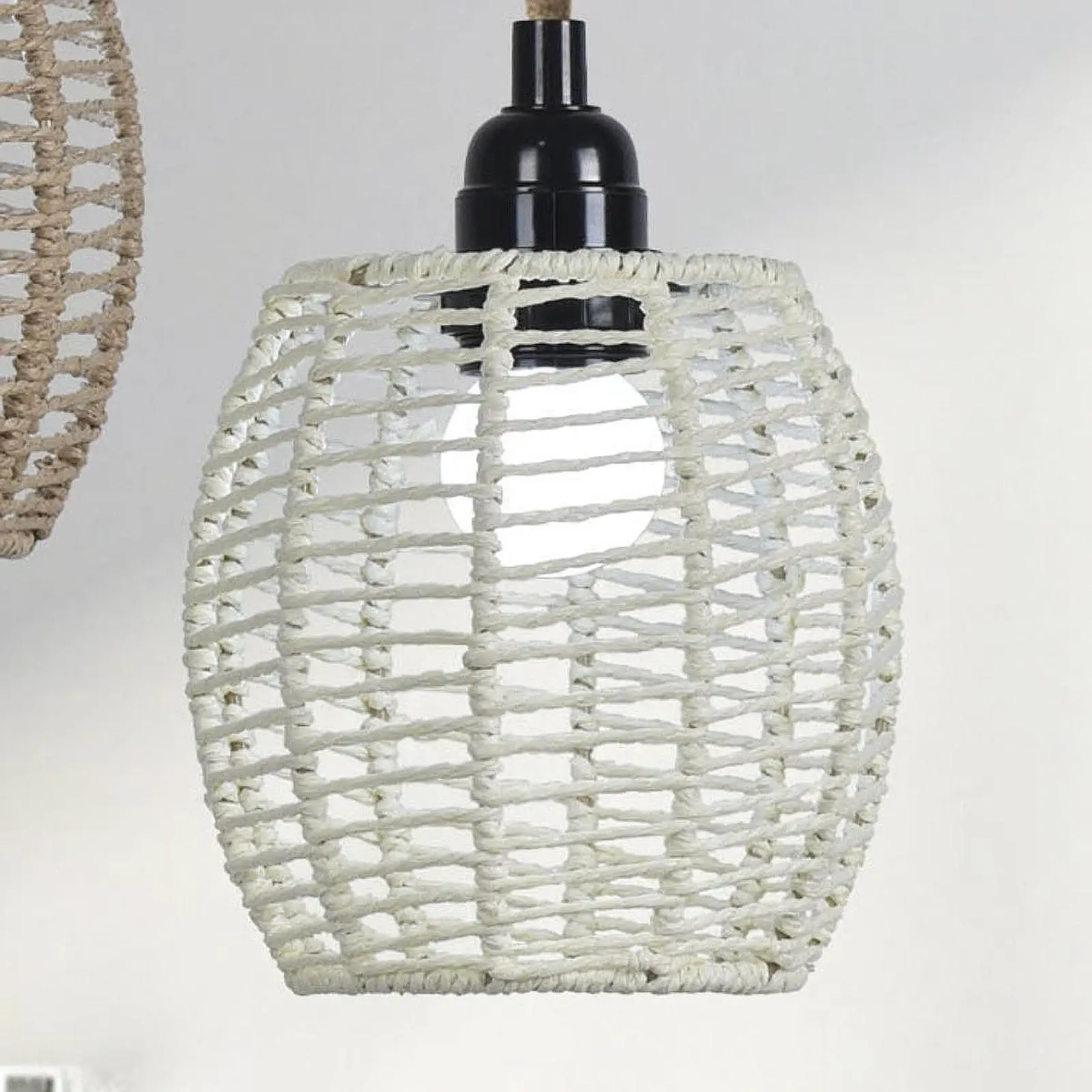 

Handwoven Rope Lampshade Handmade Decorative Ornament Pendant Lamp Shade for House Kitchen Island Teahouse Farmhouse Hotel