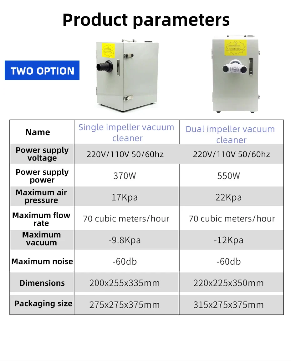 Dust Collector Extractor Vacuum Cleaner Dust-proof Case Sandblaster Dust Collector CNC Low-Noise Vacuum Cleaner For Laboratory