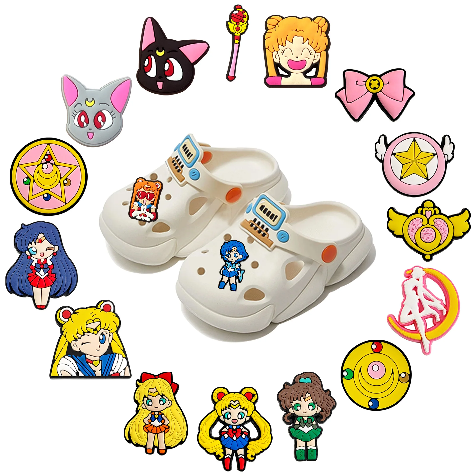

​9-100PCS Japanese anime Shoe Charms Galaxy Warrior Series PVC Decorations high-quality Detachable Waterproof For Party Gif