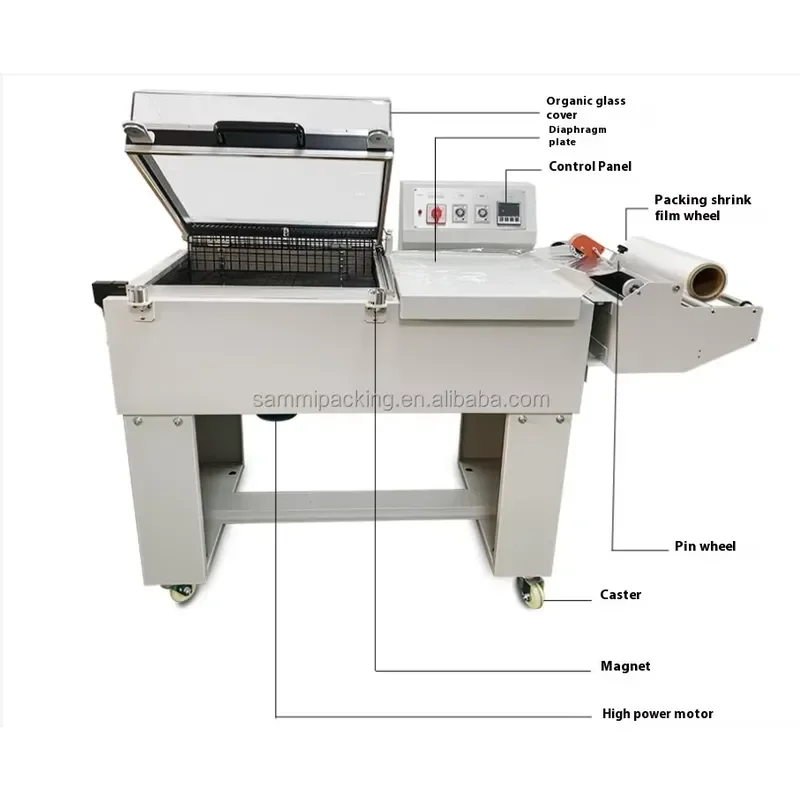 FM-5540 2 in 1 Shrink Packaging Machine POF PVC Film Sealer Cutter Heat Tunnel Wrapper for Box Bottle Gift Product Packing