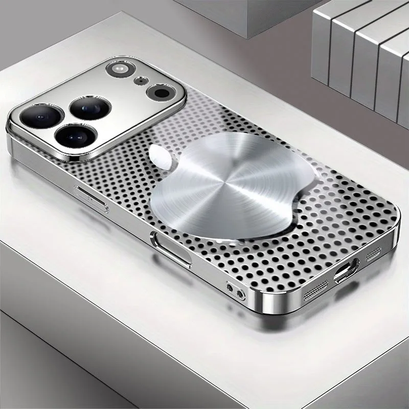Metal Mesh For Apple Texture Pattern Glass Electroplated Phone Case For iPhone 17 16 15 14 13 12 11 Pro Max Plus 16E 17Air Cover