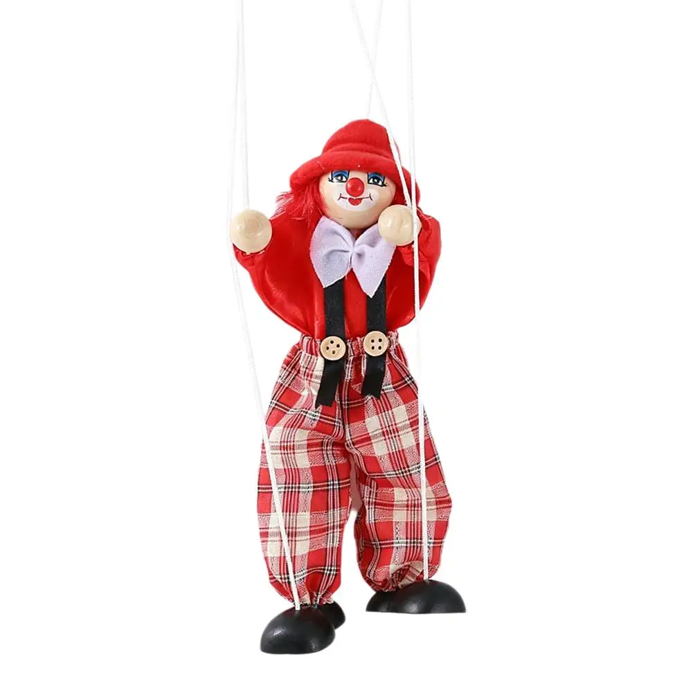 Marionette Puppets Clown Pull String Doll Christmas Gifts Theater Puppetry Party Favors Durable Pull Rope Doll Clown Puppet