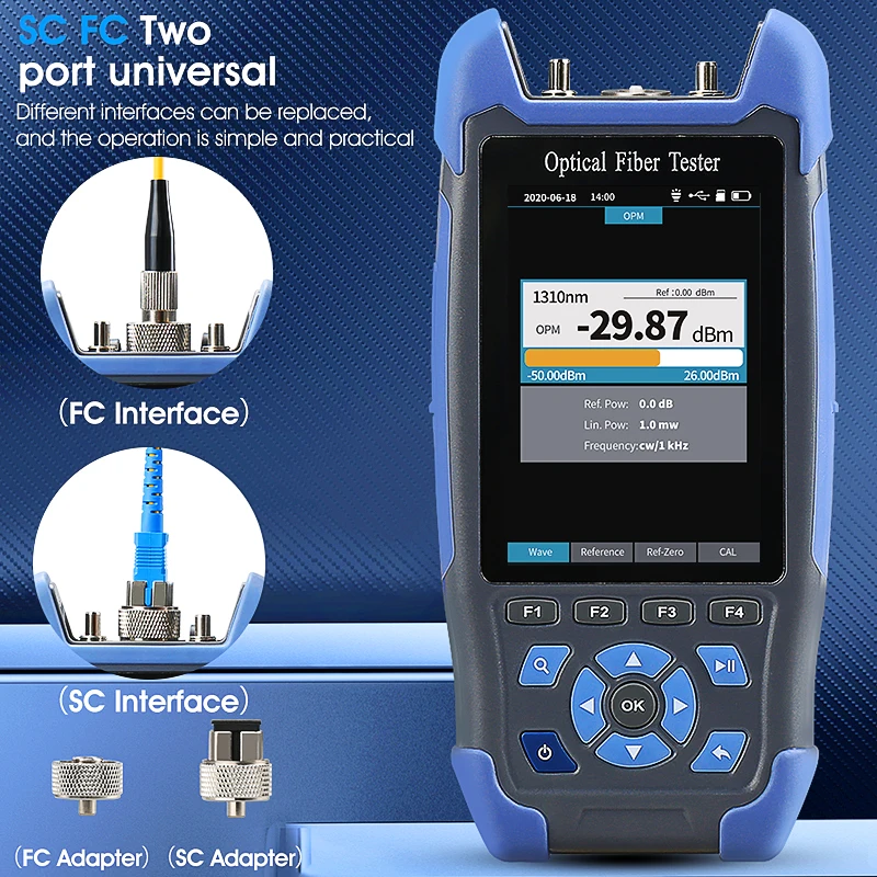 Pro mini OTDR reflektometr światłowodowy AUA900D z 9 funkcjami VFL OLS OPM mapa zdarzeń 24dB dla 64km kabla światłowodowego Tester Ethernet